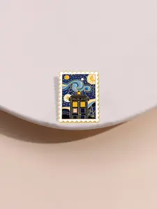 Van Gogh Starry Night Design Brooch, Fashion Cool Brooch for Women & Men, Enamel Pin Suitable for Backpacks, Jeans, Scarves, Hats Decoration, Hat Pins