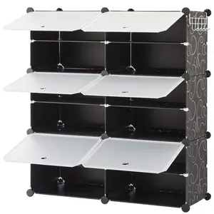 Plastic 6/8-Tier Storage Cabinet, 24-Pair Shelves Organizer for Closet, Entryway