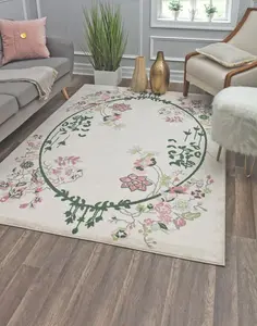 Rugs America RA28478 8 x 10 ft. Hanna VA20A Cream Magnolia Floral Transitional Beige Area Rug