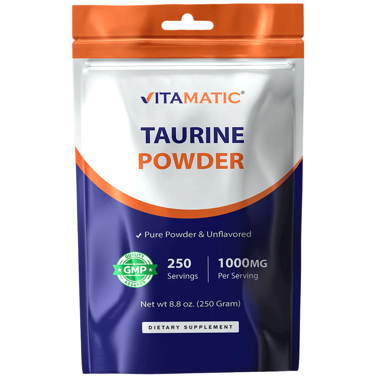 Vitamatic Pure Taurine Powder Nutrition Vitamins Supplements - 1000mg Per Serving, 250 Servings, Unflavored, Non-GMO, Gluten-Free, Heart Health Support Supplement