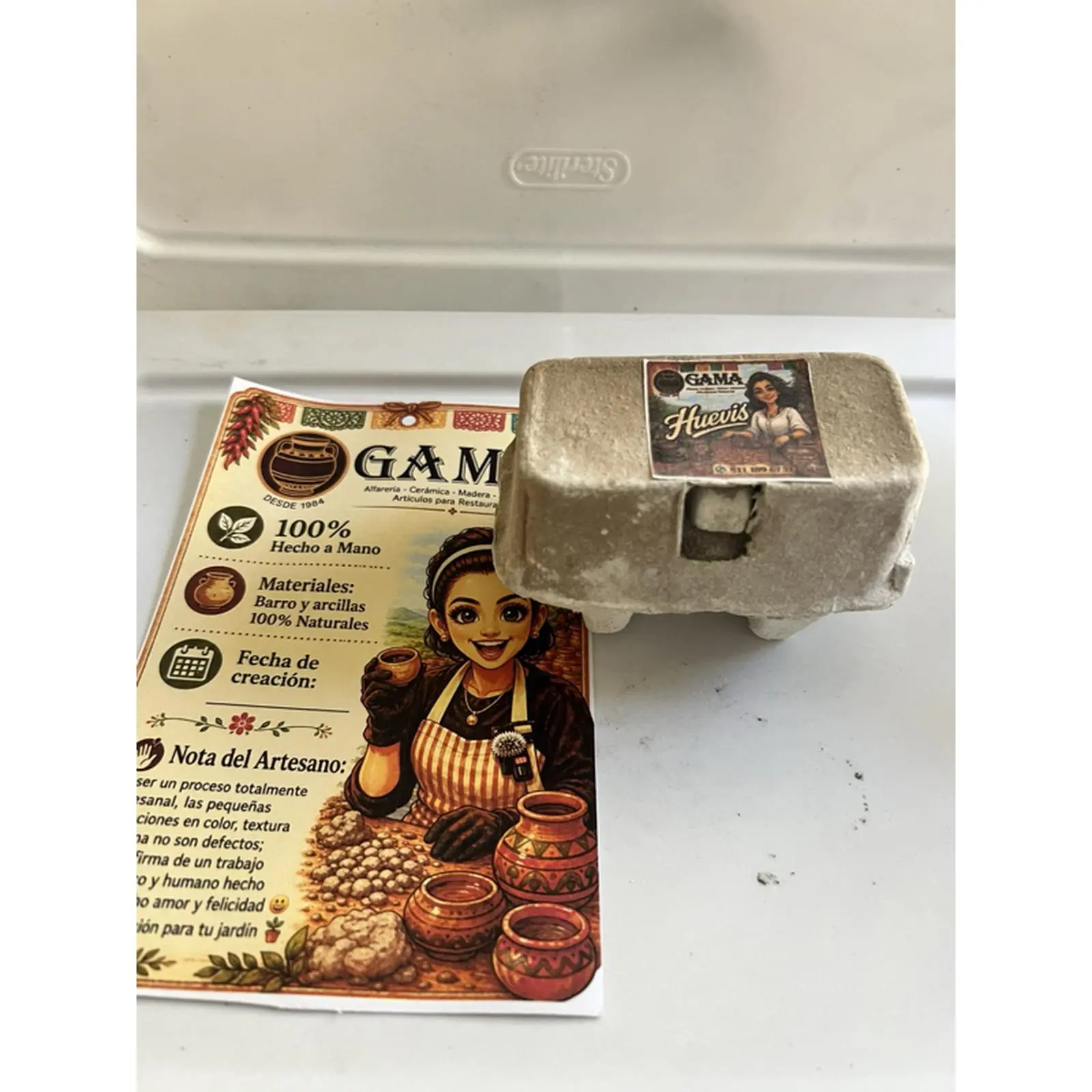Gama Huevis Clay Box with Two Clay Balls Inside Artisan Handmade Made in Mexico Authentic Mexican Craftsmanship