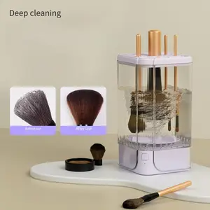 Upgraded Wireless Convenient Electric Makeup Tool Cleaner, Makeup Brush Puff Cleaner, Turbo Automatic Rotating Makeup Brush Cleaner, Suitable for All Sizes of Makeup Brush, Puff, Female Makeup Tool Accessories, Ideal Gift for Women