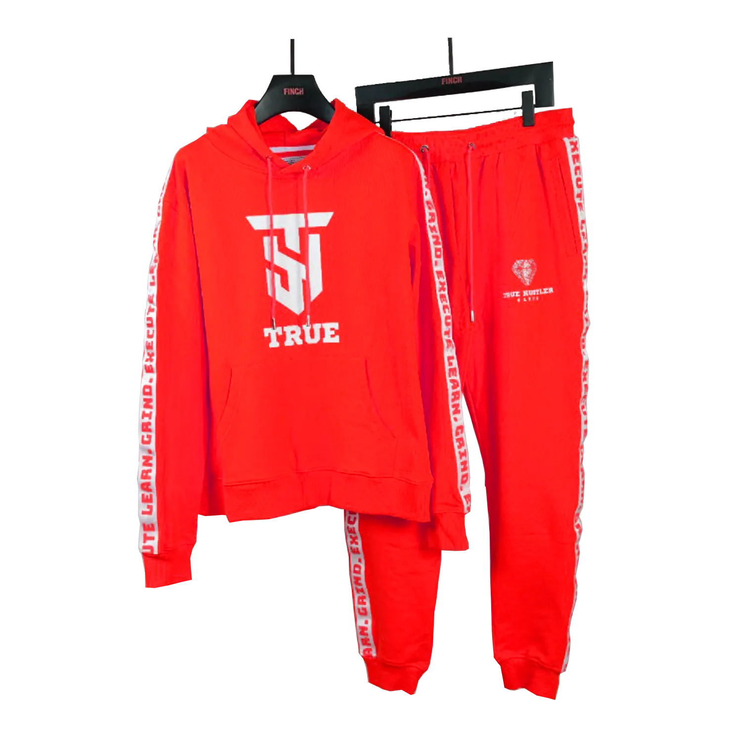 True Hustler 4 Lyfe "LGE" Collection Red Carpet Red 2 Piece Luxury Jogging Suits (Unisex)