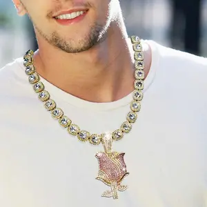 Urban Street Style Necklace - Women's Hip-hop Rose Pendant Necklace, Suitable for Everyday Wear, Parties, Weddings and Holiday Outfits.