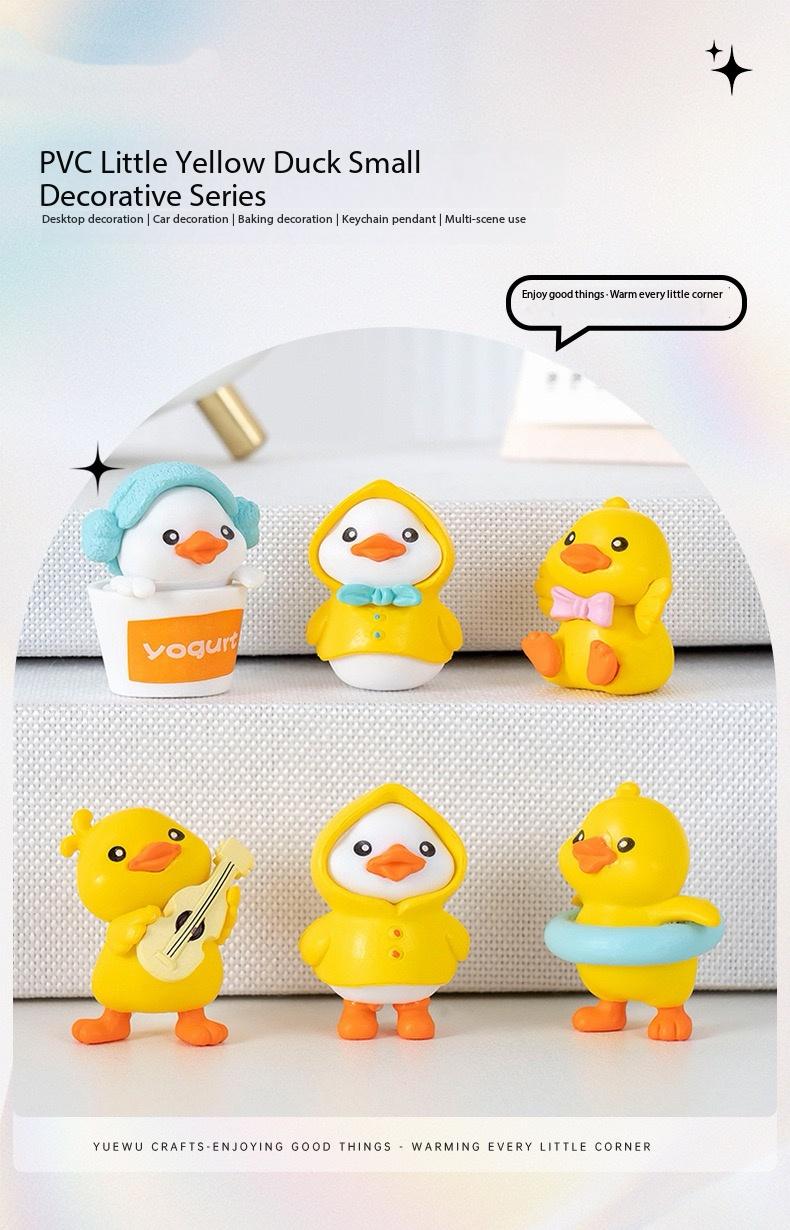 2026 Yellow Duck Car Dashboard Decor, 6PCS Cute Duck Car Dash Decorations, Rear View Mirror Ornament, Cute Cartoon Style Desk Companions Interior Accessories for Home Office