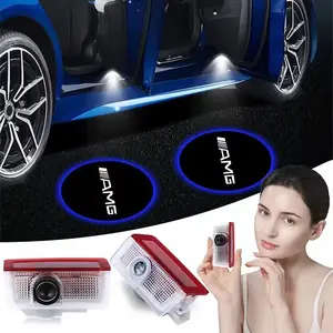 2PCS For Mercedes Benz AMG A B C E Class W205 W176 W177 W246 W212 W213 W166 W167 X253 C117 W117 C205 A205 C207 A207 C218 GLA GLC GLE GLB GLE GLS CLA CLS Auto Accessories LED Car Door Light Logo Welcome Light Projector Lamp Led Car Lights