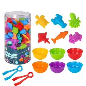 Colorful Shape Sorter Toy, 56pcs Counting Ocean Animals Matching Game, Color Sorting Toys, Math Learning Activities Sensory Toys for Gifts