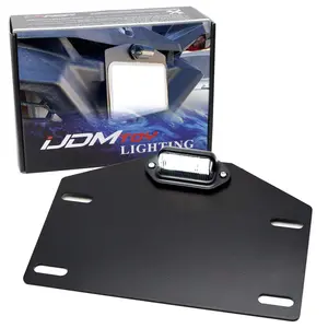 iJDMTOY Heavy Duty Steel Built License Plate Holder w/Xenon White LED Tag Light, For Polaris RZR Ranger Can-Am Maverick X3 Kawasaki Mule Pioneer ATV UTV Snowmobile, etc