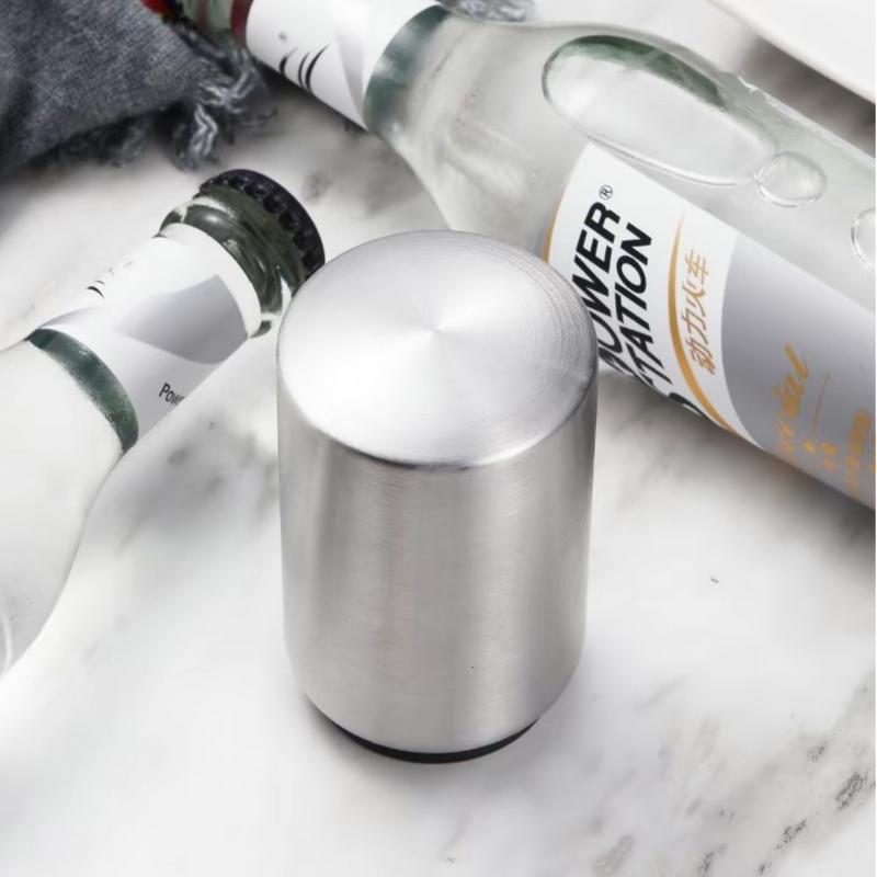 Premium Beer Bottle Opener (Silver),Magnetic Automatic Stainless Steel PushDown Opener, No CapCan Escape, QuickOpen Cap for Kitchen Home BarRestaurant Household Utensils