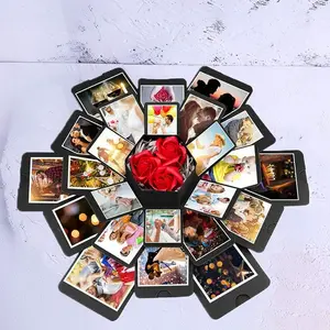 Explosion DIY Gift Box Set, Surprise Exploding Love Box for Couples, Sentimental Gift for Wedding, Birthday, Scrapbook Style Photo Album, Memory Box