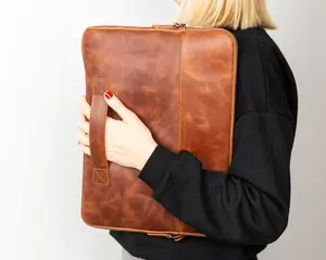 Awe Slim Genuine Leather Laptop and Tablet Sleeve Bag