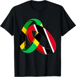 100%cotton Jamaica Flag Trinidad&Tobago Grown Ring Marriage Wedding T-Shirt