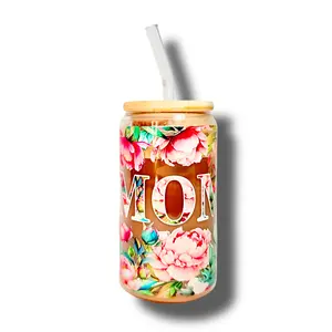 Mom Roses Glass Cup 16oz