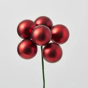 Matte Burgundy Red VP Ball Ornament Holiday Pick - 8"