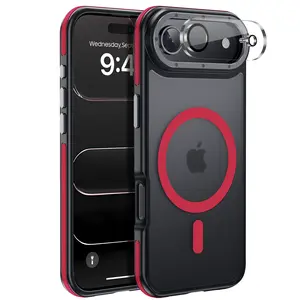 YZOIKO Strong Magnetic for iPhone Air case, with Camera Lens Protector [10Ft Military-Grade Protection] Compatible with fit MagSafe Slim case for iPhone  Air 6.5 inch, Red Bumper