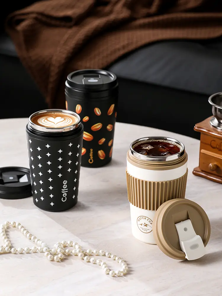17OZ Insulated Travel Coffee Mug for Coffee Lovers, Stainless Steel Portable Tumbler with Spill-Proof Lid, Reusable Lightweight Hot/Cold Drinkware for Car, Camping, Daily Use - Black