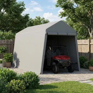 Heavy Duty All-Weather Outdoor Storage Unit: Portable Carport Shelter Tent with Reinforced Steel Frame, Waterproof & UV-Resistant, Roll-Up Zipper Doors for Motorcycle, ATV, Bike, and Lawn Equipment
