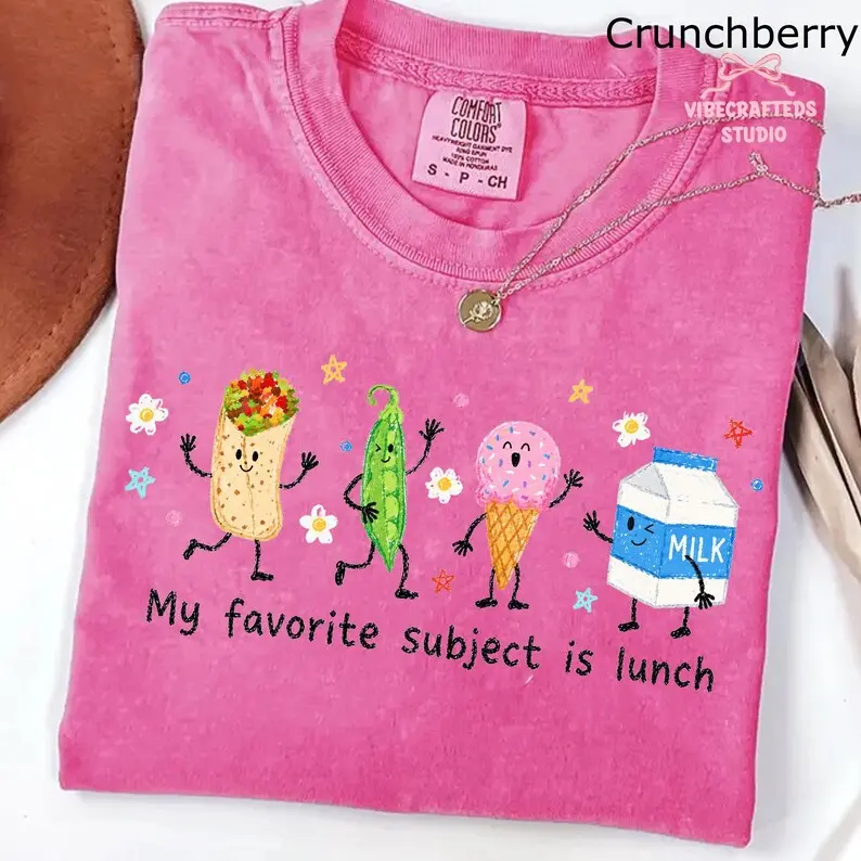 My Favorite Subject Is Lunch Shirt, Back to School Comfort Colors Tee, Funny School Graphic T-Shirt, First Day of School Gift for Kids & Teachers