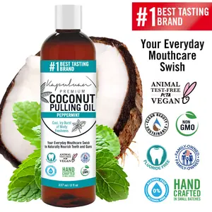 Kapuluan Coconut Pulling Oil Peppermint Flavor 8oz - Natural Oral Cleansing Mouthwash