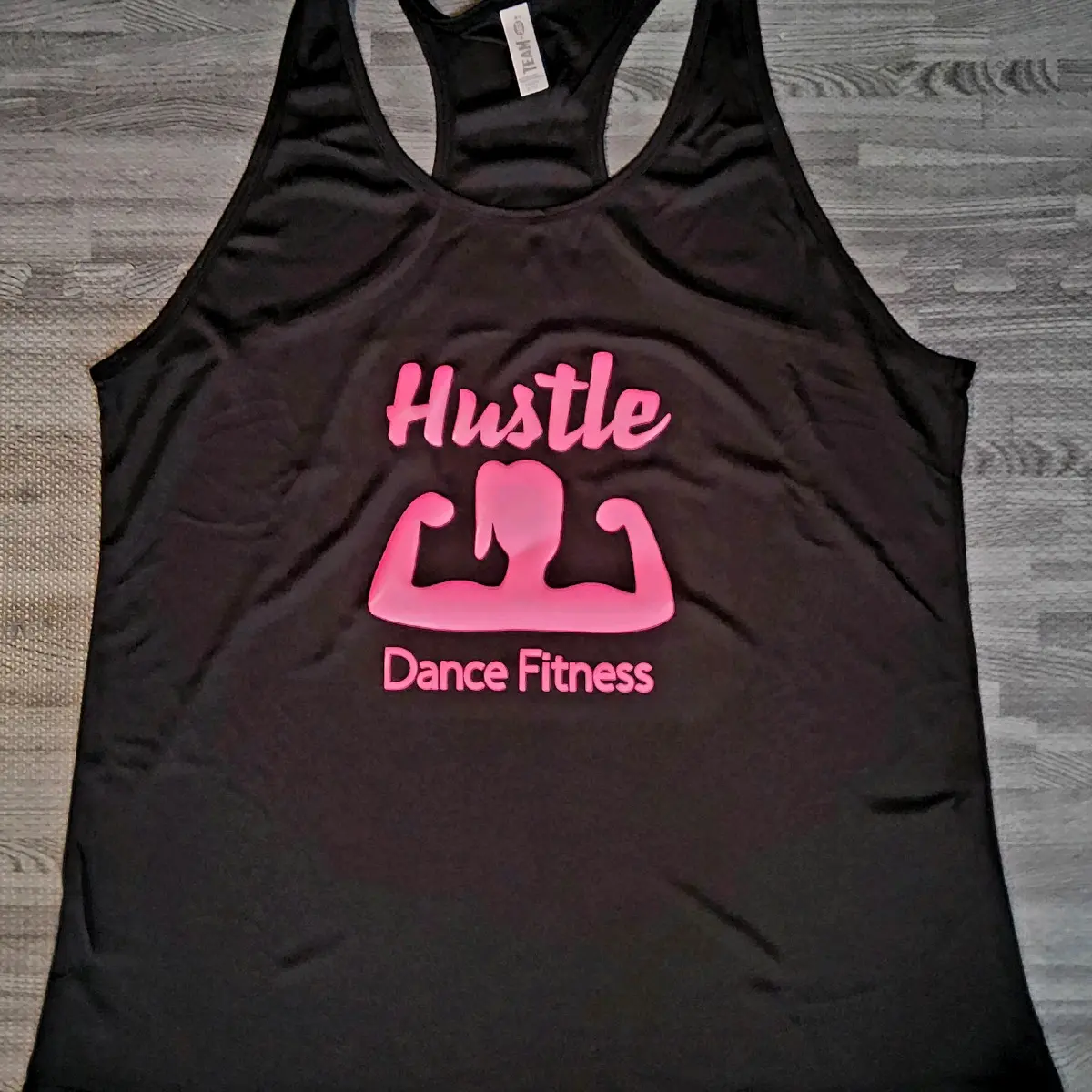 Hustle Dance Fitness Tank top - Black with pink logo