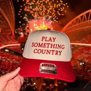 Play Something Country w/ boots - Vintage Trucker Hat | Custom Hat | 5Panel Canvas Trucker Hat | Brooks & Dunn | Country Concert Outfit