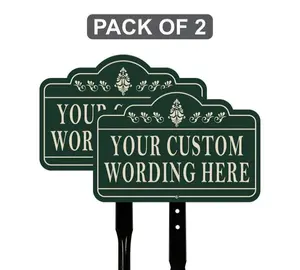 Custom Yard Sign 2 Pack with 16" Stake Personalized Outdoor Aluminum Sign with Your Wording Rust-Free Lawn Plaque for Home Garden Business Premium Rust-Free Aluminum UV-Resistant Weatherproof Ink Bend-Proof Design Easy Installation