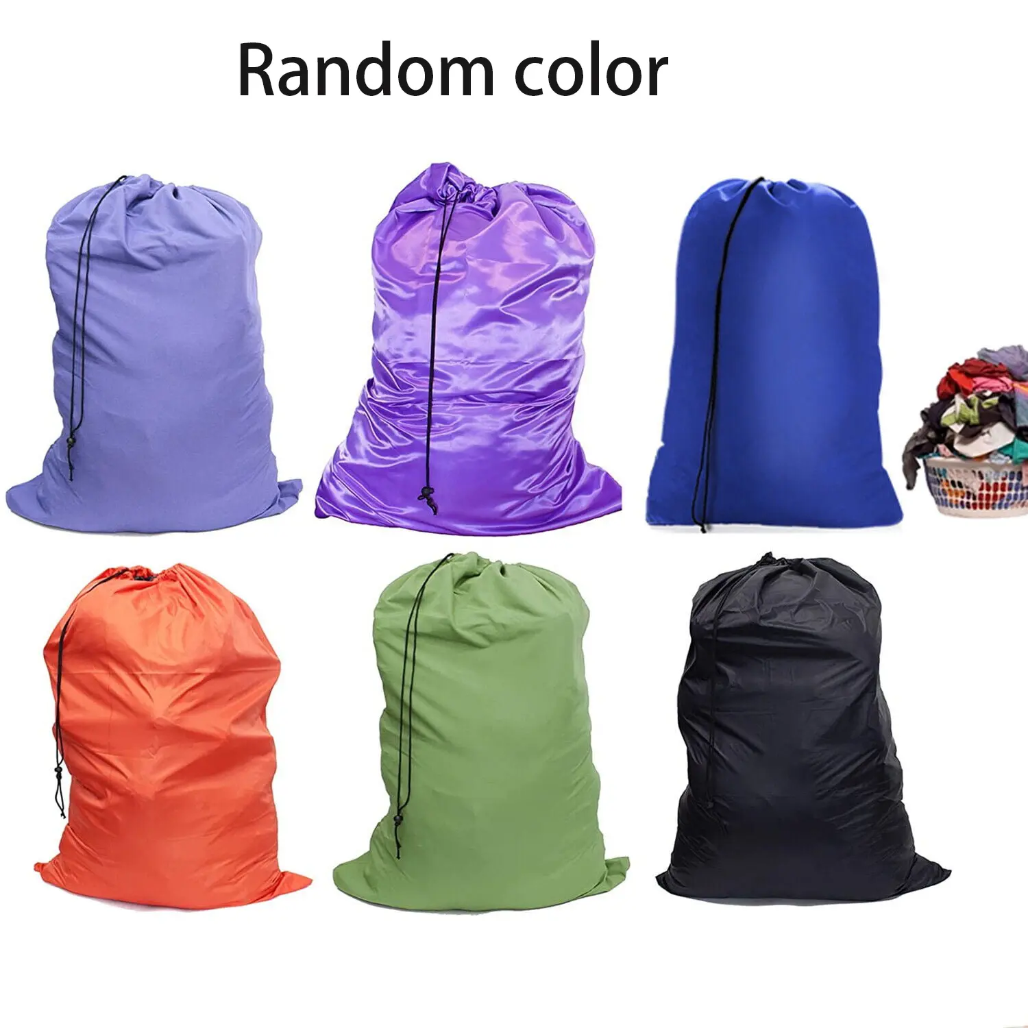 Extra Large Synthetic Laundry Bag - 30"h x 40"w, Lightweight Multifunctional Drawstring Hamper, Machine Washable for Camping, Dorm Use