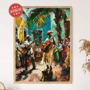 Puerto Rican Parranda Art Print, Unframed, 5 Sizes (8x12 to 27x40 inch), Tropical Island Wall Art, Caribbean Latin Culture Home Decor