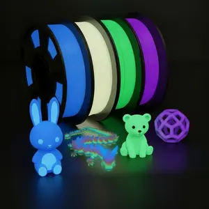 3D Printer Filament Bundle, Glow in The Dark Filament Multicolor, Green, Blue, Purple and Rainbow, PLA Filament 1.75 mm, Dimensional Accuracy +/- 0.03 mm, 250g X 4 Pack