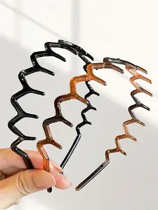 Mixed Color Hair Hoop, Zigzag Headband, Casual Versatile Brown Hair Accessories for Women & Girls, Minimalist Modern Suitable for Thick Hair