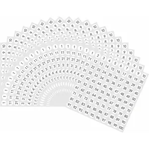 2000pcs 1 to 100 Number Labels 0.4 inch Round Dot Stickers for Inventory Storage Organizing,Boxes, Bins, Toolbox, Locker - 20 Sheets (White)