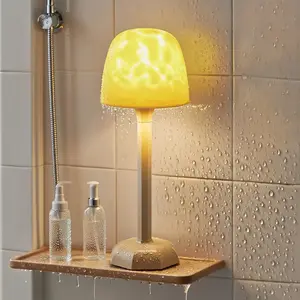 Shower Lamp - Waterproof Bathroom Lamp with 16 Color Ocean Wave Projector, Rechargeable Shower Light with Touch & Remote Control, Cordless Light for Inside Shower/Bathtub