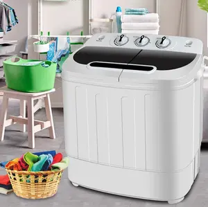 Compact Mini Twin Tub Washing Machine Portable 13lbs Laundry Washer and Spin Dryer