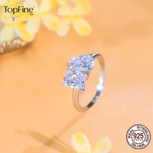 Women's 925 Sterling Silver Teardrop & Princess - Cut Cubic Zirconia Ring - Silver, Ideal for Engagement & Gifts on Valentine's Day Engagement Ring
