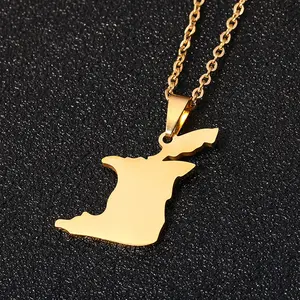hot-selling stainless steel Trinidad and Tobago map flag pendant necklace men and women couple necklace