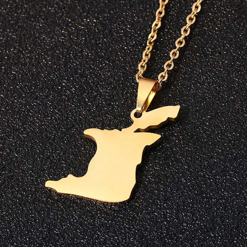Pendant Necklace with Trinidad and Tobago Map Flag, Stainless Steel Casual Trendy Jewelry for Men, Women, and Couples, Chains Necklace, Accessory Necklace