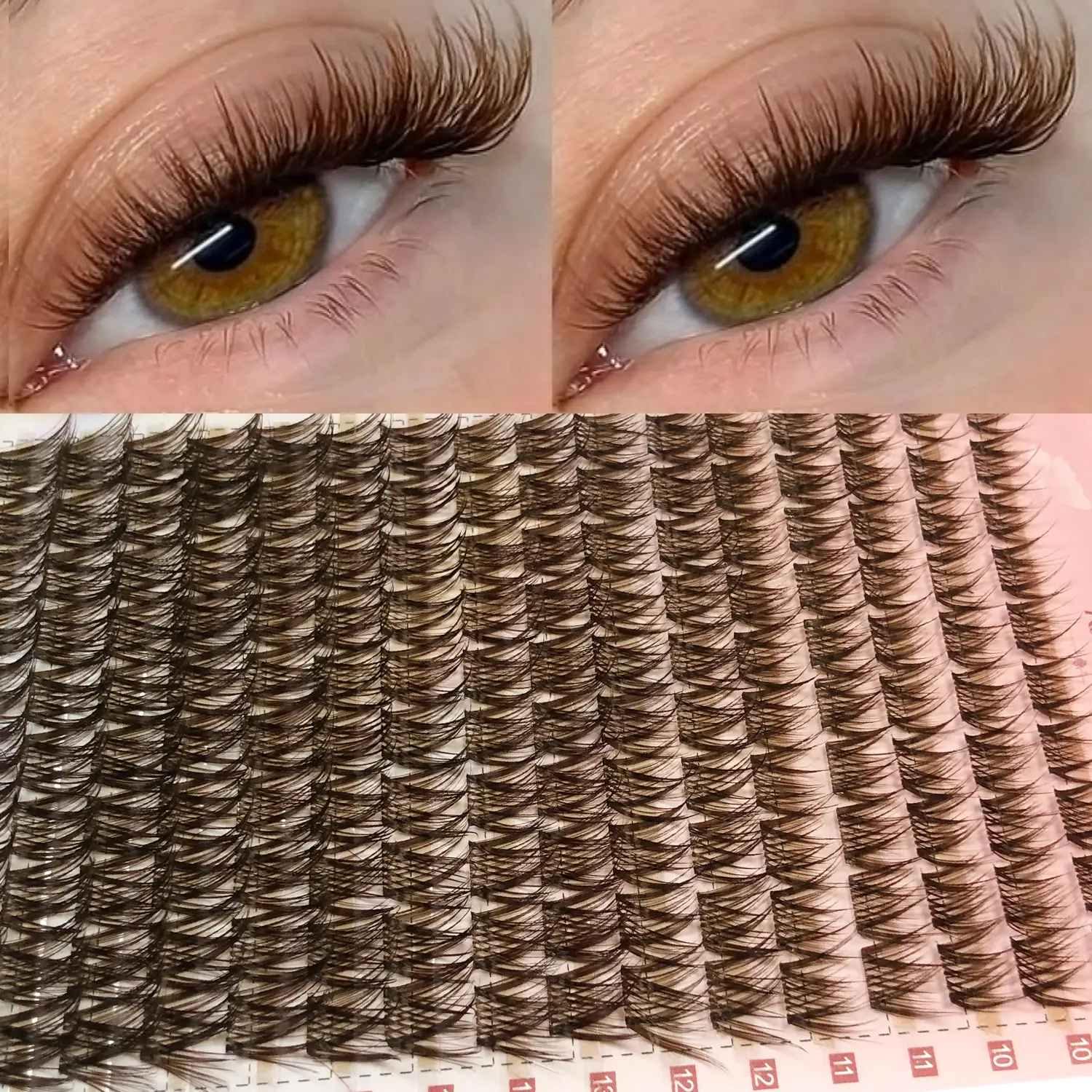 Dark Brown Lash Clusters Wispy Eyelash Clusters Natural Fluffy Lash Cluster Brown Cluster Eyelash Extensions C Curve Lashes Clusters DIY Soft Glam 9-16MM Individual Lashes Ultra-thin Band 160Pcs