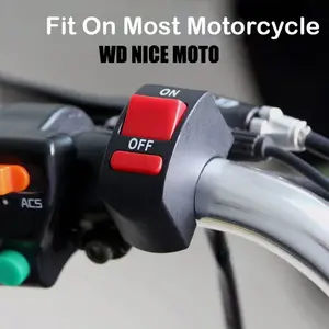 WD NICE MOTO Motorcycle Handlebar Flameout Switch, on off Button for Moto Bike Headlight Signal Lamp, Universal Control Button 12V