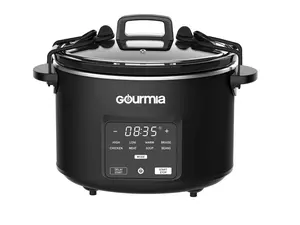 Gourmia Programmable Slow Cooker For Fast Meal Prep 4.5 Qt Capacity Digital Controls Auto Keep Warm Machine Black