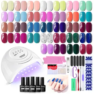 JODSONE 35 PCS Gel Nail Polish Starter Kit UV Light and Dark Series Gel Nail Set No Wipe Base Matte and Glossy Top Coat All Kinds of Manicure Tools