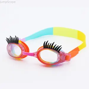 Fun Kids Swim Goggles with Eyelash/Heart Design, Anti-Fog Waterproof for Toddlers Cute Heart Kids Swim Goggles, Waterproof Anti-Fog Swimming Goggles for Kids