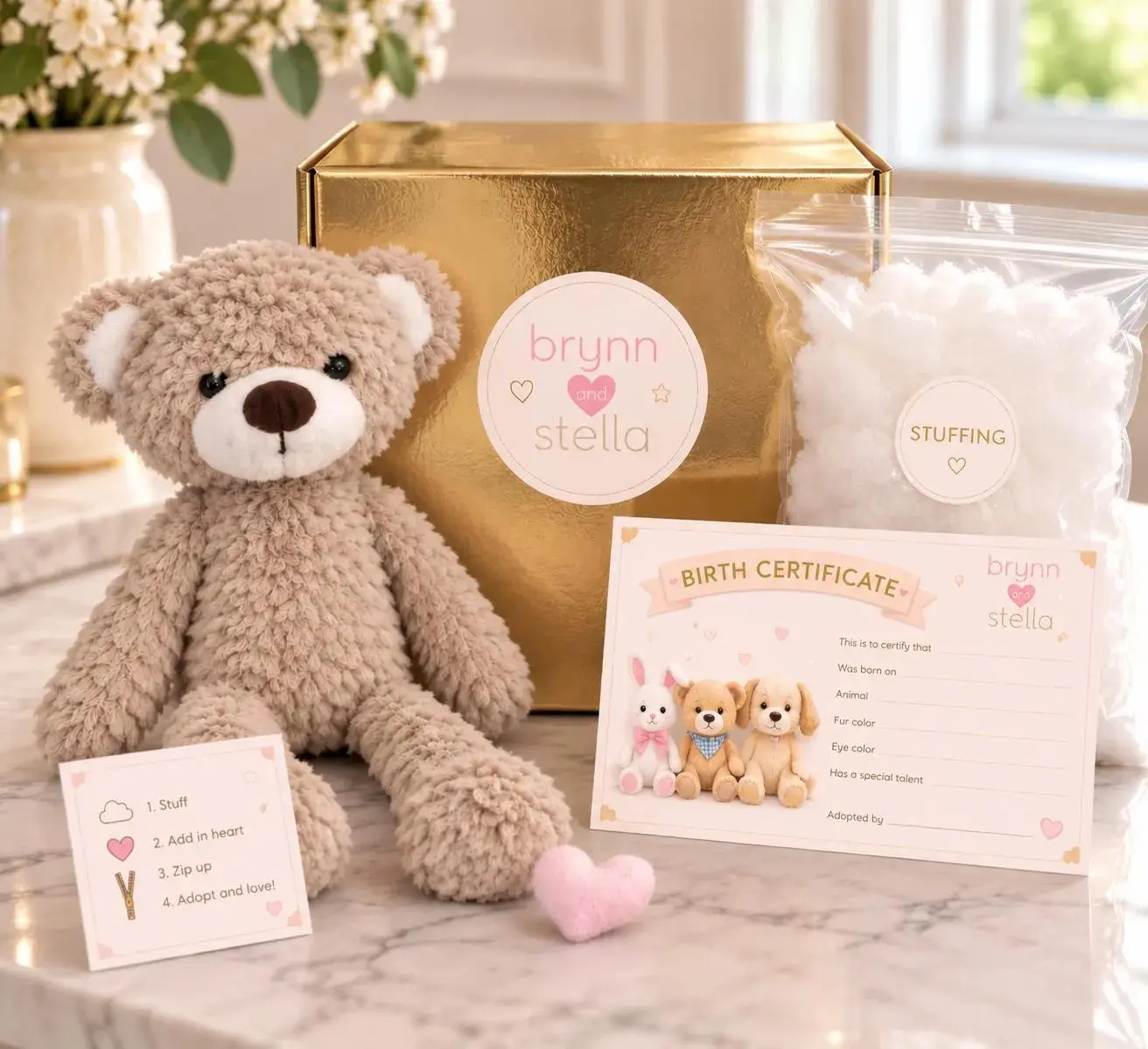 Adopt a Stuffed Animal Kit - 14" Ultra-Soft Plush DIY Teddy Bear Gift