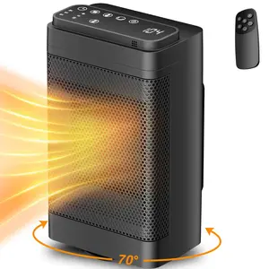 Space Heater for Indoor, Portable Electric Heater for Home with Thermostat, 1-12H Timer, Eco Mode and Fan Mode, 70°C Oscillation, 1500W PTC Ceramic Fast Safety Energy Efficient Heater for Office Bedroom