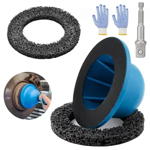 Wheel Hub Grinder Cleaning Tool, 6 inch Wheel Hub Cleaner Resurfacing Kit, Universal Hub Rim Rust Removal Tool with 1/2" Drill Adapter and 2 Pcs Grinding Discs - for Car, Caravan, SUV, Truck