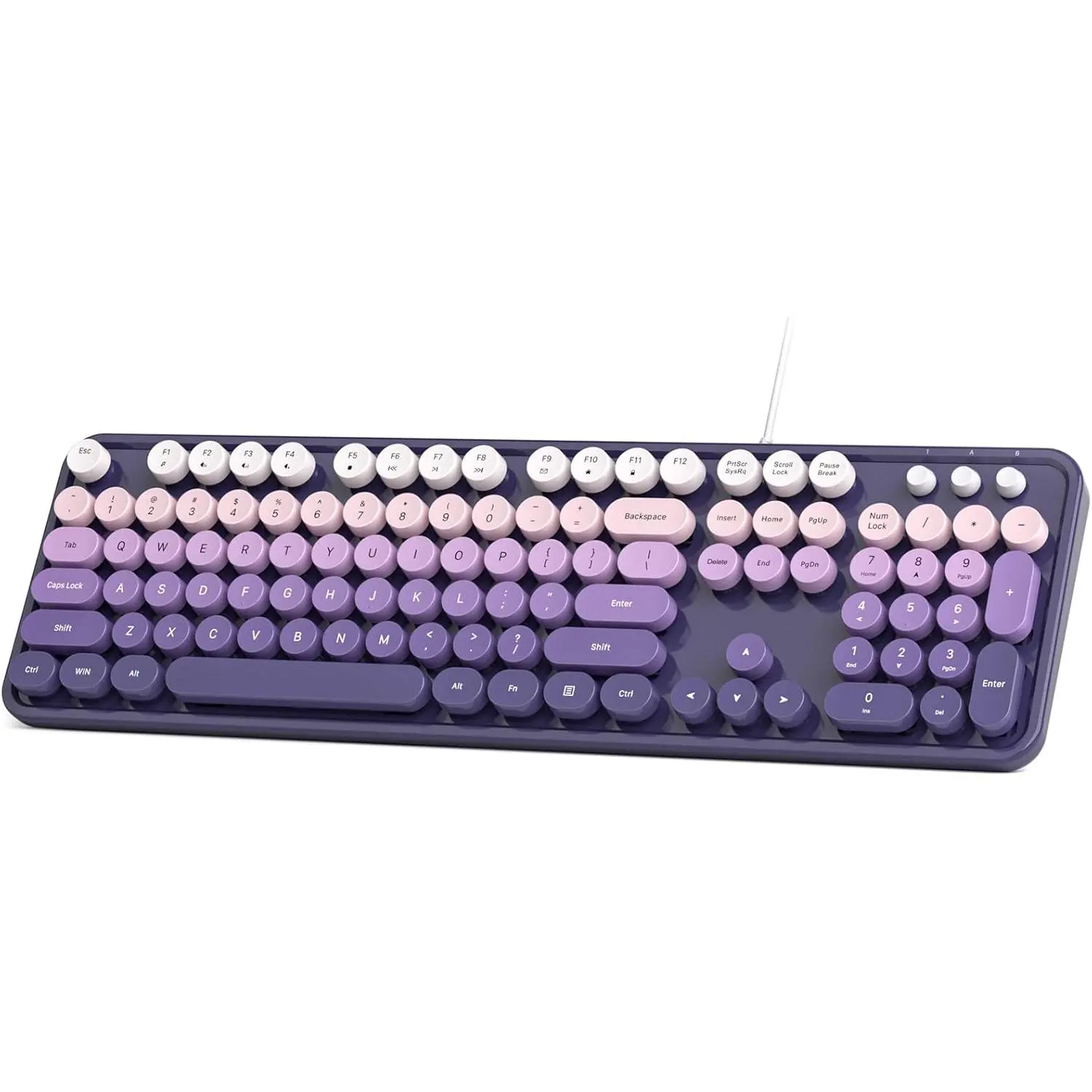 Wired Retro Keyboard, 104  Full-Sized Typewriter Keyboards, Office Keyboard with Number Pad, Foldable Stands for Windows, PC, Laptop, Desktop ( Gradient)