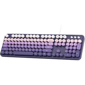 Wired Retro Keyboard, 104  Full-Sized Typewriter Keyboards, Office Keyboard with Number Pad, Foldable Stands for Windows, PC, Laptop, Desktop ( Gradient)