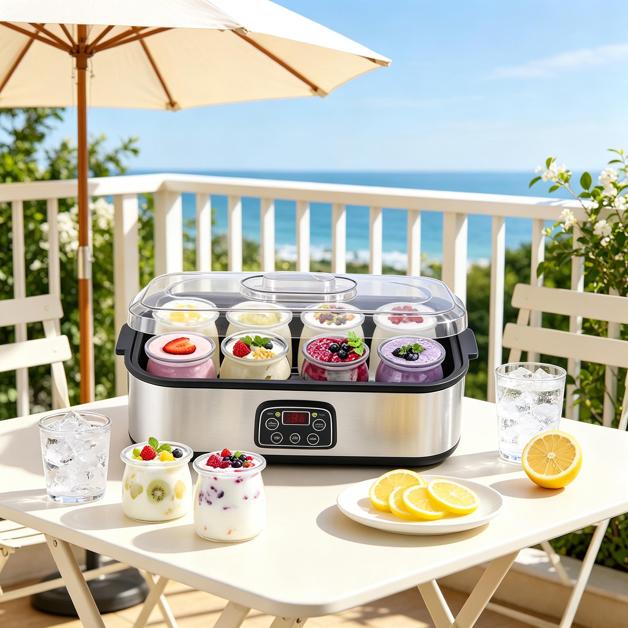 1pc Family 8-Cup Automatic Yogurt Maker, Multifunctional Electric Fermenter with US Plug, Makes Yogurt Jam Ice Cream Pudding, Complete Jar Set for Home Breakfast & Healthy DIY Snacks