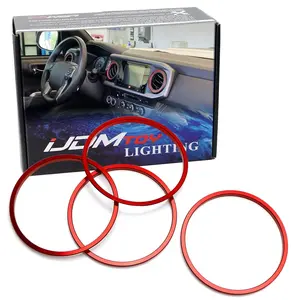 iJDMTOY 4pc Red Satin Finish Aluminum Outer AC Vent Surrounding Decoration Rings For 2016-2023 Toyota Tacoma