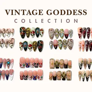 NailPhoria VINTAGE GODDESS Collection - Handmade Press-On Nails | Reusable, Salon-Quality, Long-Lasting, Glossy Design