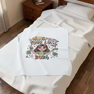 Manifest Your Luck Velveteen Plush Blanket | 2026 Lucky Girl, manifest luck